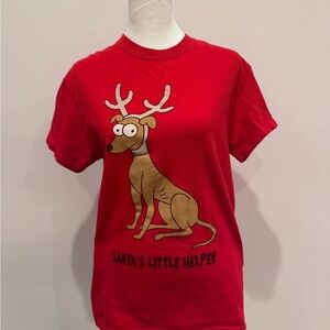 Women's Red 'Santa's Little Helper' Graphic Short Sleeve Tee
